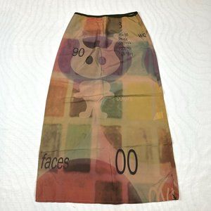 Cop.Copine Paris Womens sz 38 Midi A Line Alien Print Skirt Rare Vintage